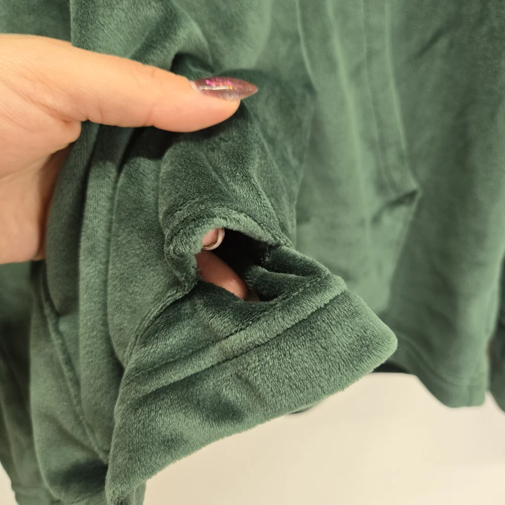 Polo Ralph Lauren Men's Medium Velour Loungewear Long Sleeve Hoodie Green Flawed
